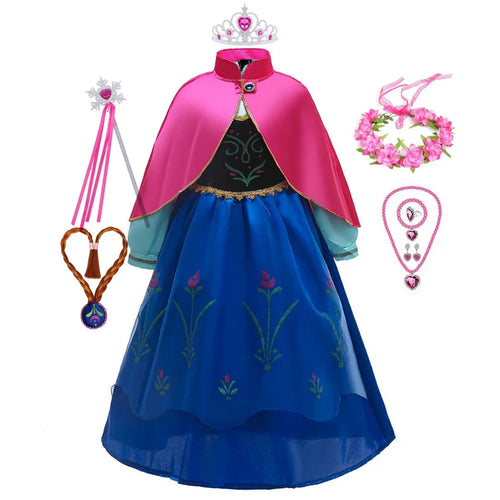 Fantastic Anna Princess Dresses Girls Halloween Costume Long Gown Kids
