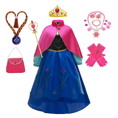 Fantastic Anna Princess Dresses Girls Halloween Costume Long Gown Kids
