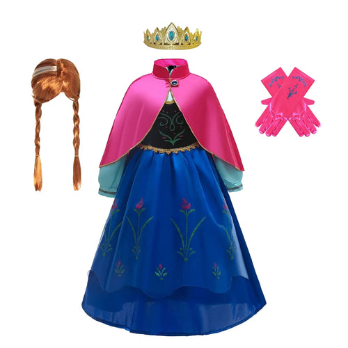 Fantastic Anna Princess Dresses Girls Halloween Costume Long Gown Kids