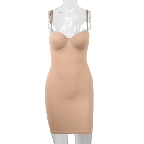 Slimming Full Length Shapewear Slips Nude Straight Tube Dress Body