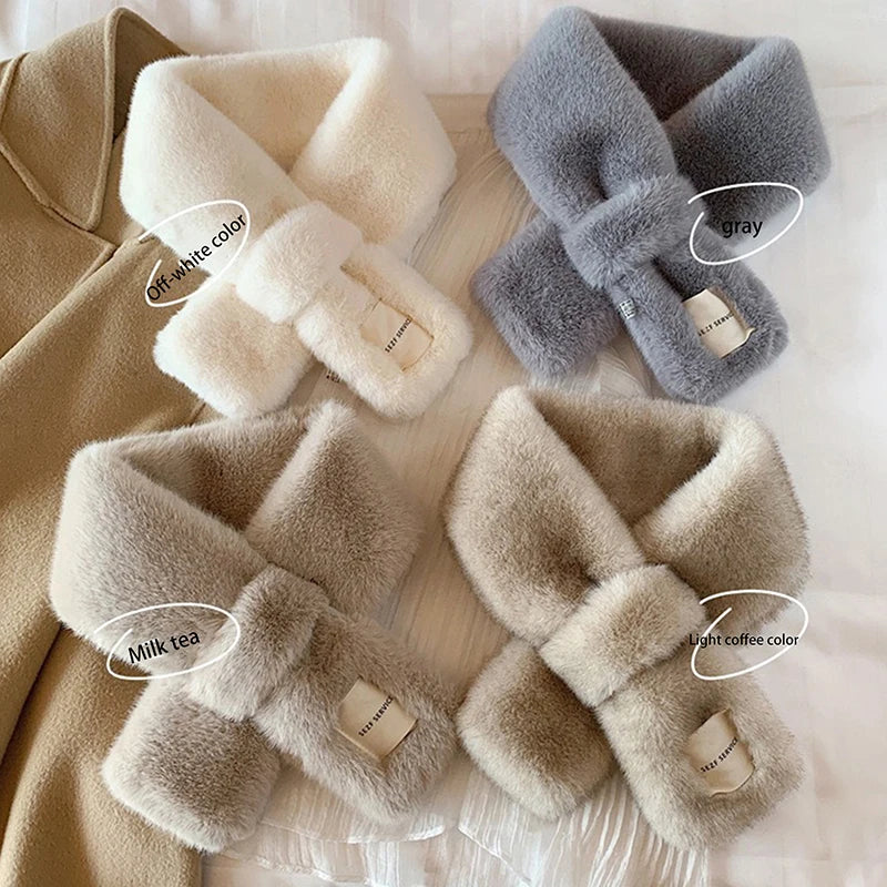 Fluffy Fur Collar Scarf Women Keep Warm Thickening Fur Sjaal Colorful