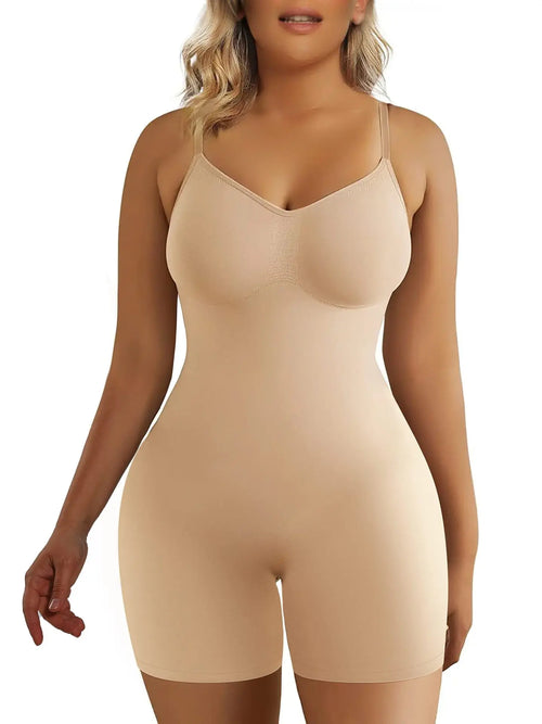 Bodysuit For Women Tummy Control Shapewear Seamless High Waist Flat