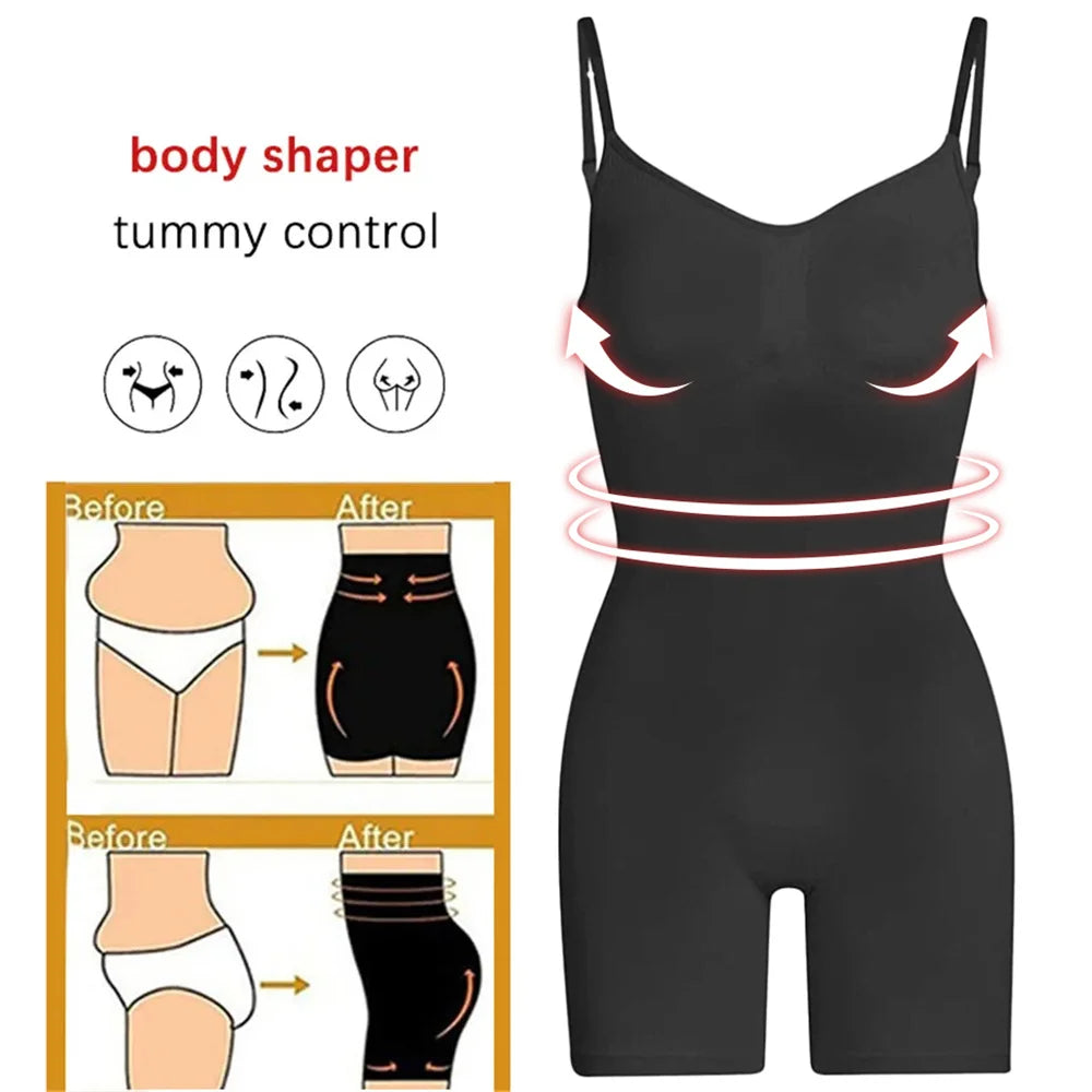 Bodysuit For Women Tummy Control Shapewear Seamless High Waist Flat