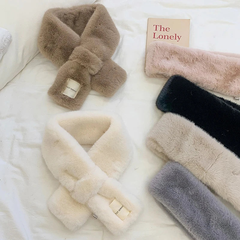 Fluffy Fur Collar Scarf Women Keep Warm Thickening Fur Sjaal Colorful
