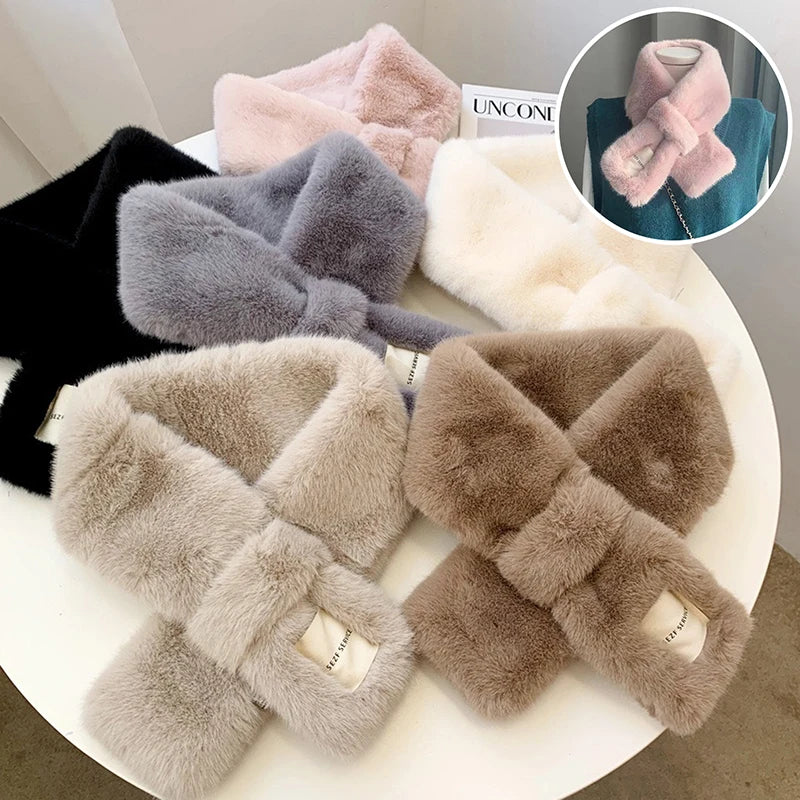 Fluffy Fur Collar Scarf Women Keep Warm Thickening Fur Sjaal Colorful