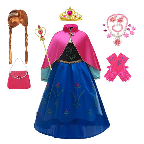 Fantastic Anna Princess Dresses Girls Halloween Costume Long Gown Kids