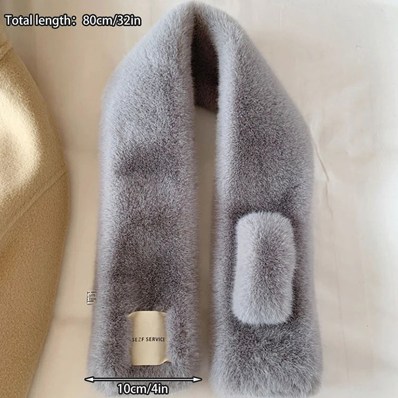 Fluffy Fur Collar Scarf Women Keep Warm Thickening Fur Sjaal Colorful