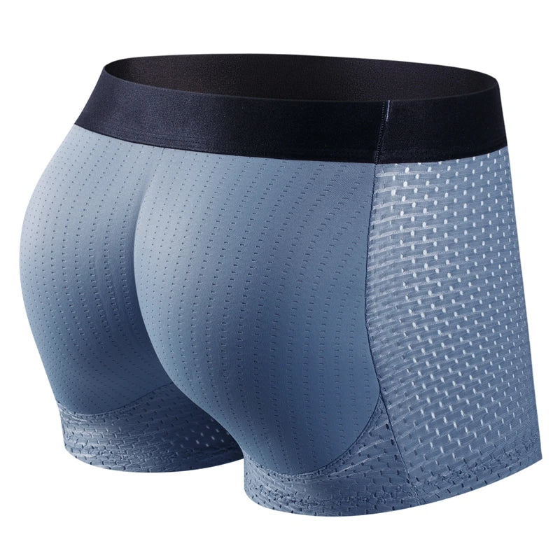 Men Trunks Built-in Fake Butt Hip Lifter Enhancer Shorts Boxer Briefs