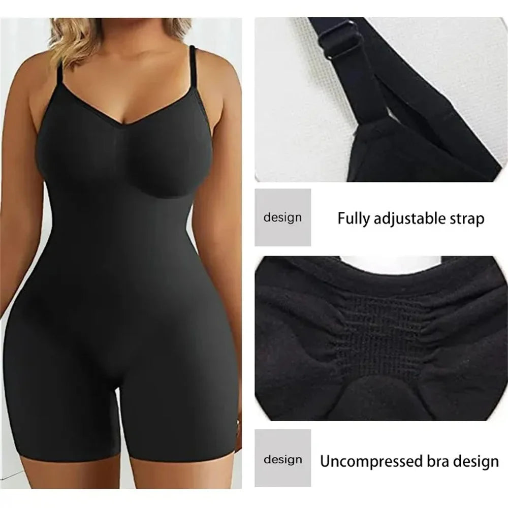 Bodysuit For Women Tummy Control Shapewear Seamless High Waist Flat