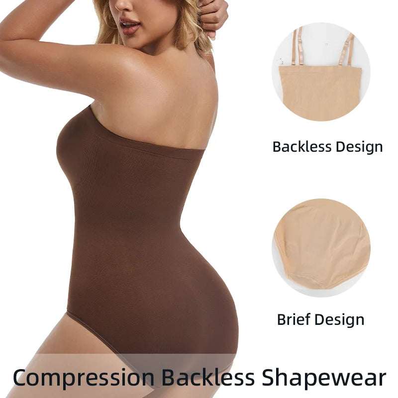 Women Strapless Bodysuits Shapewear Seamless Tude Tops Bodyshaper