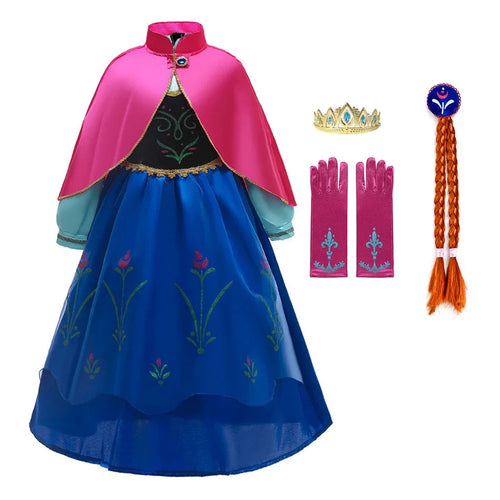 Fantastic Anna Princess Dresses Girls Halloween Costume Long Gown Kids
