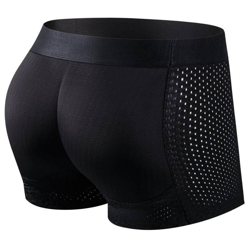 Men Trunks Built-in Fake Butt Hip Lifter Enhancer Shorts Boxer Briefs