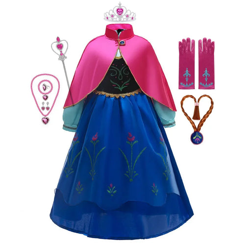 Fantastic Anna Princess Dresses Girls Halloween Costume Long Gown Kids