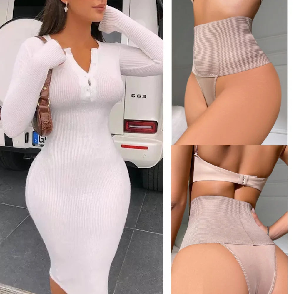 Women's Tummy Control Thongs High Waist Flat Belly Shaper Slimming