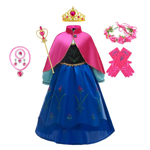 Fantastic Anna Princess Dresses Girls Halloween Costume Long Gown Kids