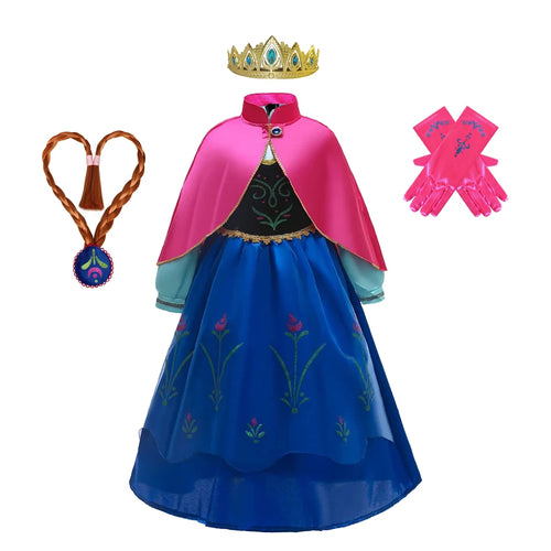 Fantastic Anna Princess Dresses Girls Halloween Costume Long Gown Kids