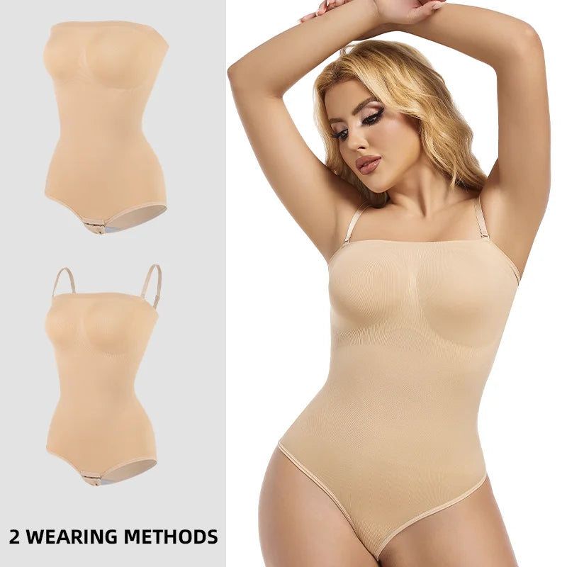 Women Strapless Bodysuits Shapewear Seamless Tude Tops Bodyshaper