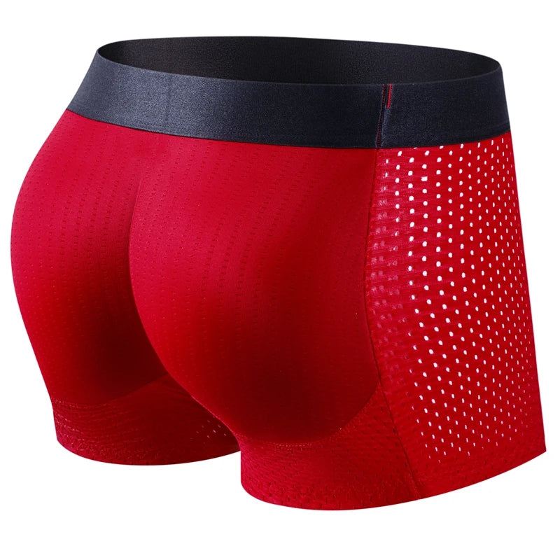 Men Trunks Built-in Fake Butt Hip Lifter Enhancer Shorts Boxer Briefs