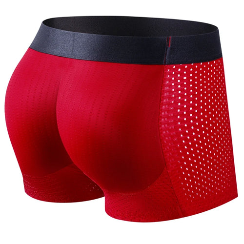Men Trunks Built-in Fake Butt Hip Lifter Enhancer Shorts Boxer Briefs