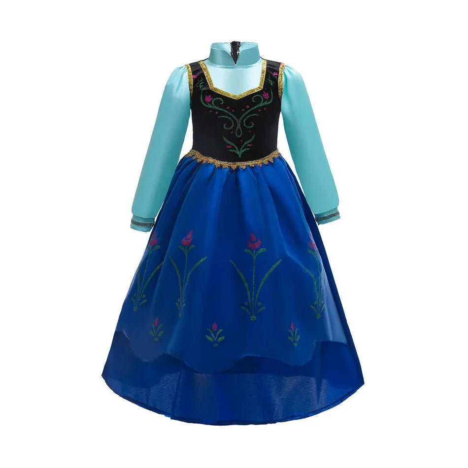 Fantastic Anna Princess Dresses Girls Halloween Costume Long Gown Kids