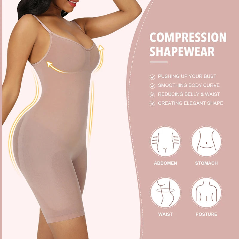 Seamless Bodysuit Compression Open Crotch Shapewear Women Push Up