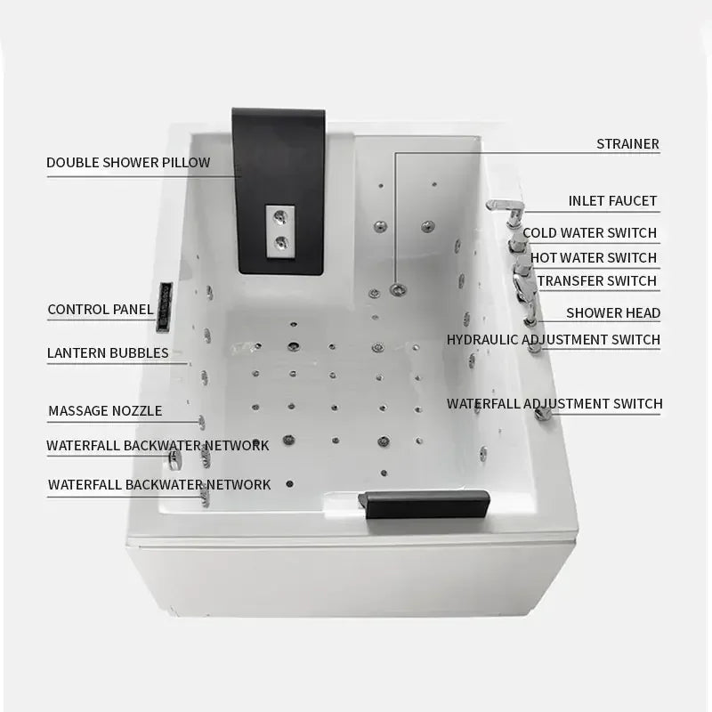OEM  Massage Bathtub LED Constant Temperature 2 Person Jet Spa