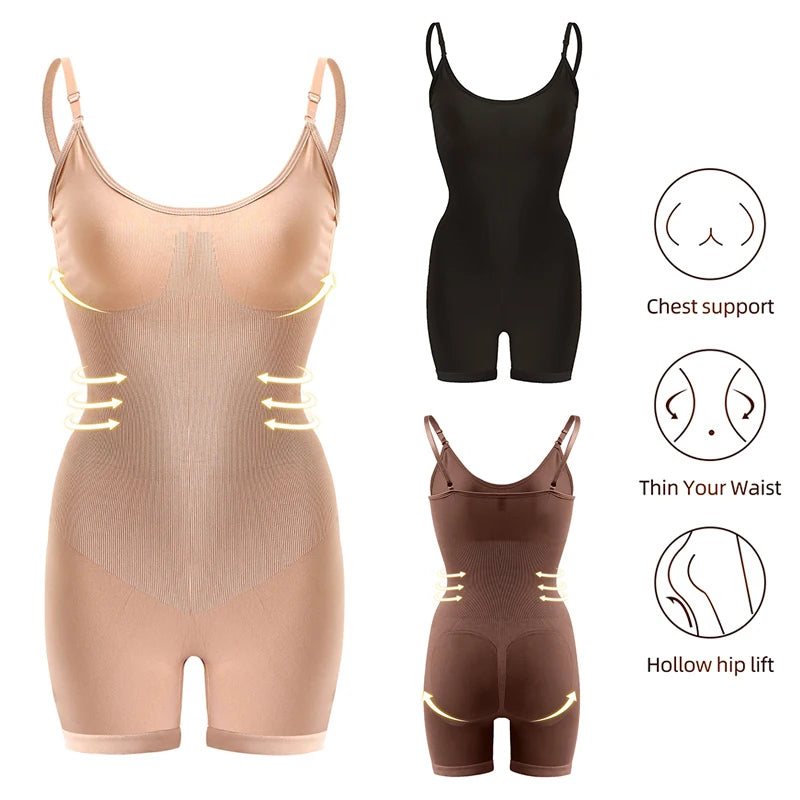 Seamless Bodysuit Compression Open Crotch Shapewear Women Push Up