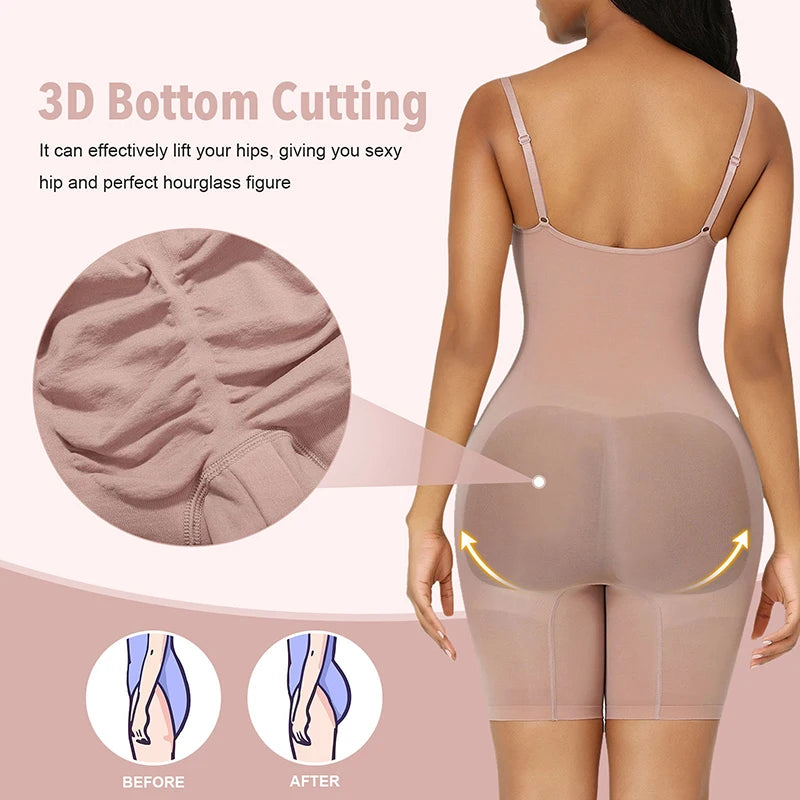 Seamless Bodysuit Compression Open Crotch Shapewear Women Push Up