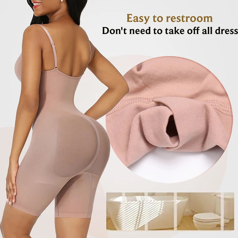 Seamless Bodysuit Compression Open Crotch Shapewear Women Push Up